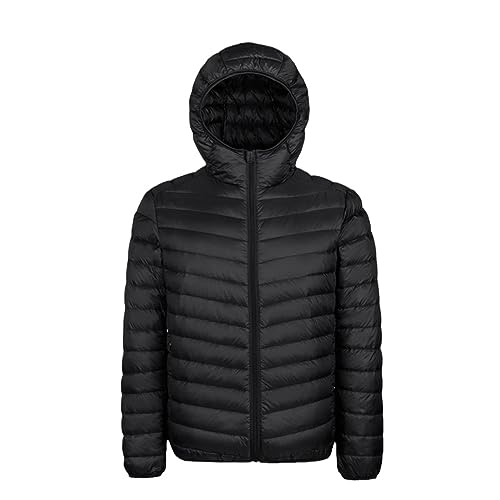 Mnjyihy Herren Daunenjacke In Übergröße Für Den Winter Leichte Warme Daunenjacke Mit Kapuze black 9XL von Mnjyihy