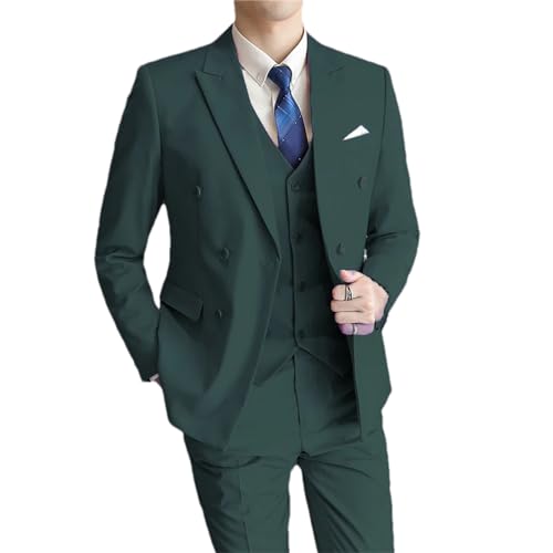 Mnjyihy Herrenanzug Jacke Weste Hose Business Smoking Hochzeit Zweireihig 3 Teilig Slim Fit Anzug Set 3 Pcs Set EN8 4XL von Mnjyihy