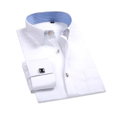 Mnjyihy Herrenhemd Weiß Langärmelig Formelle Business Hemden Mit Knöpfen Reguläre Passform Hemd Mit Manschettenknöpfen FS20 XXL von Mnjyihy