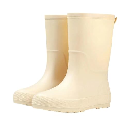 Mnjyihy Modischer Regenstiefel für Damen, vier Jahreszeiten, wasserdicht, rutschfest, verschleißfest, mittlere Wade, warme Schuhe, aprikose, 39.5 EU von Mnjyihy