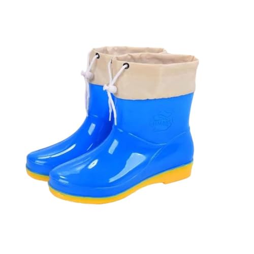 Mnjyihy Regenstiefel für Damen, niedrig geschnitten, rutschfest, modisch, Küche, Regenstiefel, kurz geschnitten, Wasserschuhe, blau, 41.5 EU von Mnjyihy