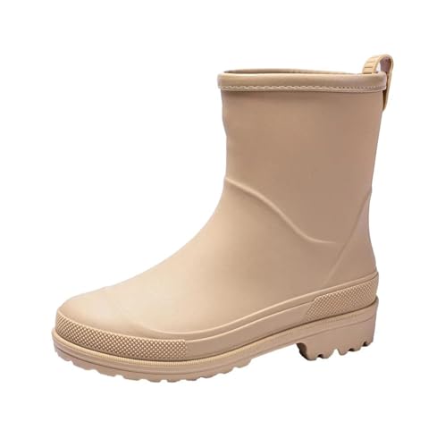Mnjyihy Regenstiefel für Damen, wasserdicht, rutschfest, Mittelrohrstiefel, Küchenschuhe, Gummischuhe, khaki, 40.5 EU von Mnjyihy