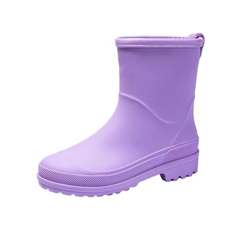 Mnjyihy Regenstiefel für Damen, wasserdicht, rutschfest, Mittelrohrstiefel, Küchenschuhe, Gummischuhe, violett, 40.5 EU von Mnjyihy