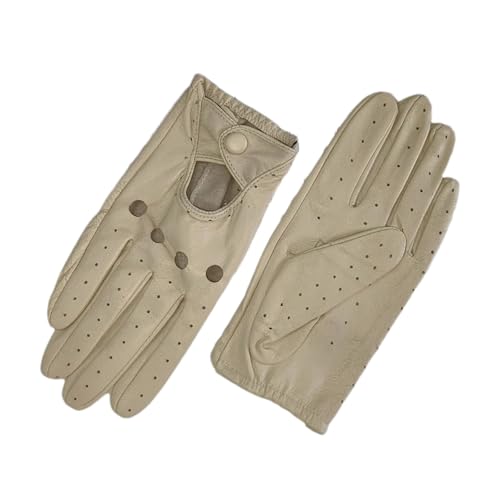 Mnjyihy Sommer Fahrerhandschuhe Aus Schaffell Für Damen Dünne Atmungsaktive Ungefütterte Farbige Lederhandschuhe Beige 6.5 von Mnjyihy