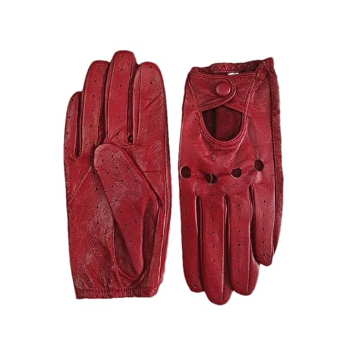 Mnjyihy Sommer Fahrerhandschuhe Aus Schaffell Für Damen Dünne Atmungsaktive Ungefütterte Farbige Lederhandschuhe Red 6.5 von Mnjyihy