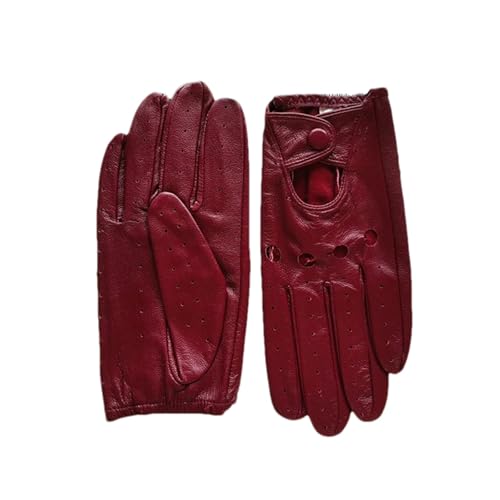 Mnjyihy Sommer Fahrerhandschuhe Aus Schaffell Für Damen Dünne Atmungsaktive Ungefütterte Farbige Lederhandschuhe wine red 7.5 von Mnjyihy