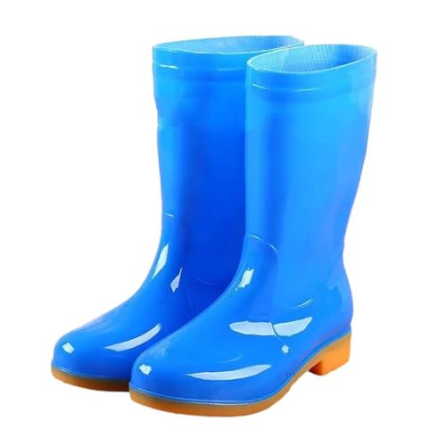 Mnjyihy Warme Regenstiefel für Damen, aus Baumwolle, abnehmbare Gummistiefel, wasserfest, blau, 40.5 EU von Mnjyihy