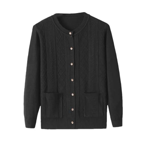 Mnjyihy Weicher Strickpullover Für Damen Frühling Und Herbst Mutter Mittleren Alters Lange Ärmel Pullover Strickjacke Black L von Mnjyihy