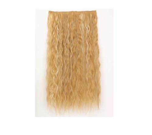 Synthetische 5 Clip In Haarverlängerung Für Frauen Natürliches Blond Braun Lange Gewellte Frisur Hitzebeständiges Haarteil 55–80 Cm Kunsthaar 27H6132 22inches 55cm von Mnjyihy