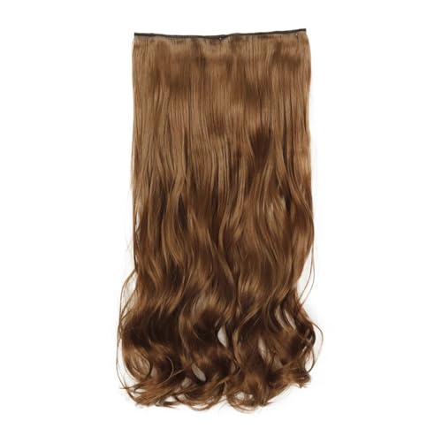 Synthetische 5 Clip In Haarverlängerung Für Frauen Natürliches Blond Braun Lange Gewellte Frisur Hitzebeständiges Haarteil 55–80 Cm Kunsthaar 6 22inches 55cm von Mnjyihy