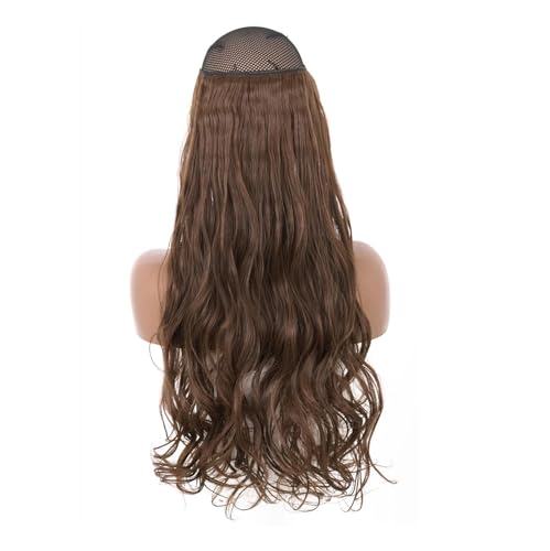 Synthetische Haarverlängerungen Ohne Clip Für Damen Natürlich 16 22 32 Zoll Lang Gewellt Unsichtbarer Draht Einteiliges Falsches Haarteil 8 40cm von Mnjyihy