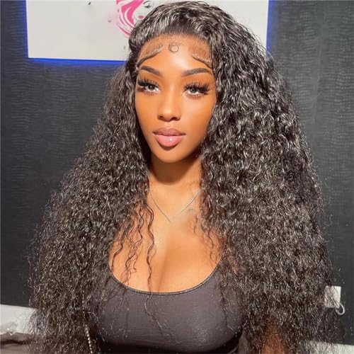 Tiefe Welle Frontal Perücke Für Frauen 5X5 HD Spitze Frontal Perücke Vor Gezupft Perücken 4X4 Wasser Welle Spitze Vorne Perücke Lockige Menschenhaar Perücken 4x4 Lace Wig 34inches#180% von Mnjyihy