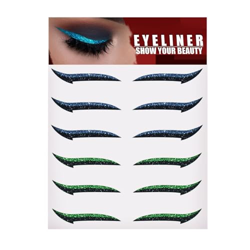 Mnozreo Glitzer Glänzende Eyeliner Aufkleber,Selbstklebende Eyeline Eyeshadow Aufkleber,Wiederverwendbare Selbstklebende Eyeliner,Eyeliner Aufkleber,6 Paar Mnozreo Glitzer Glänzende Eyeliner Aufkleber,Selbstklebende Eyeline Eyeshadow Aufkleber,Wiederverwendbare Selbstklebende Eyeliner,Eyeliner Aufkleber,6 Paar von Mnozreo