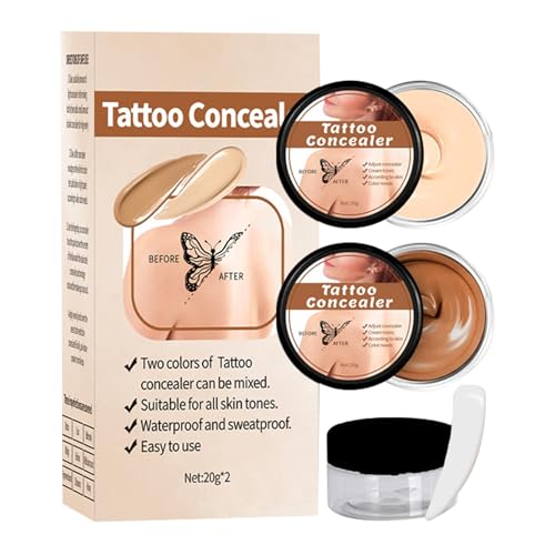 Mnozreo Narben Tattoo Concealer,Tattoo Foundation Wasserfest,Körper Make Up Wasserfest Concealer,Wasserdichter Make Up Haut Narben Concealer,Abdeckcreme für Besenreiser Langanhaltend,20g*2 Mnozreo Narben Tattoo Concealer,Tattoo Foundation Wasserfest,Körper Make Up Wasserfest Concealer,Wasserdichter Make Up Haut Narben Concealer,Abdeckcreme für Besenreiser Langanhaltend,20g*2 von Mnozreo