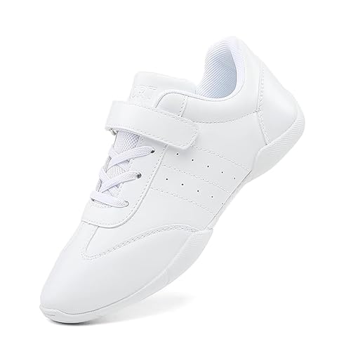 Mnplciea Weiß Cheerleading Schuhe Mädchen Weich Cheerleader Schuhe Damen Tanzschuhe, Yoga Gymnastik Training Sportschuhe von Mnplciea