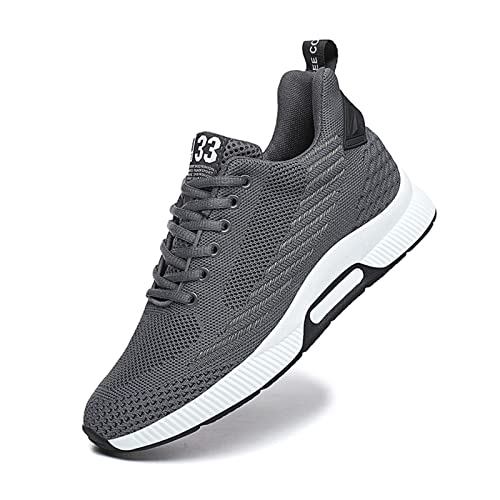 Mnplciea Herren Straßenlaufschuhe leichte atmungsaktiv Aufzug Schuhe Fitness Trainer 3,15 Zoll Turnschuhe mit versteckten Absatz 8 cm rößer Grau 43 von Mnplciea