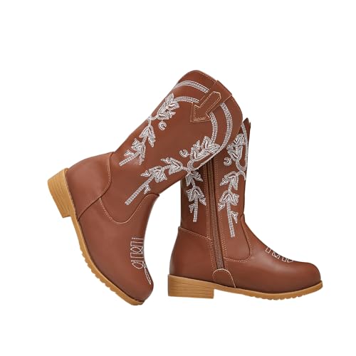 Mnplciea Mädchen Stiefel Mode Cowboystiefel Westernstiefel Fashion Herbststiefel von Mnplciea