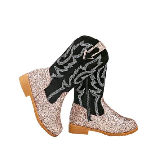 Mnplciea Mädchen Cowboystiefel aus Pailletten Kunstleder hohe Westernstiefel Herbststiefel Mnplciea Mädchen Cowboystiefel aus Pailletten Kunstleder hohe Westernstiefel Herbststiefel von Mnplciea