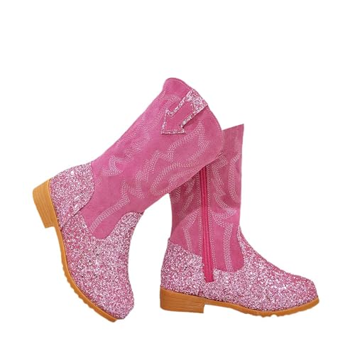 Mnplciea Mädchen Cowboystiefel aus Pailletten Kunstleder hohe Westernstiefel Herbststiefel von Mnplciea