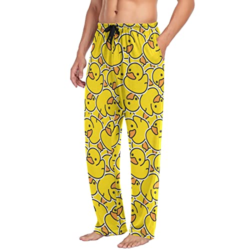 Mnrsuu Pyjamahose für Herren, kleine gelbe Ente Herren Separate Hose, Loungehose, entspannte Schlafhose, multicolored, M von Mnsruu