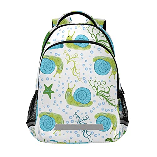 Mnrsuu Schnecke Seestern Bubbles Rucksack für Jungen Mädchen Grundschule Büchertasche Kinder Reiserucksack Laptoptasche, D821 von Mnsruu