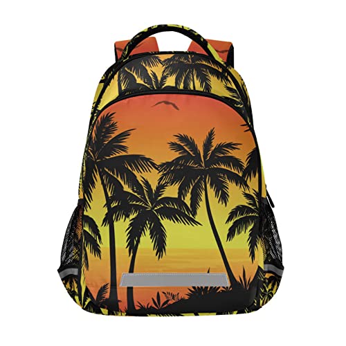 Rucksack für Schüler Palme tropischer Sonnenuntergang exotischer Jungen Mädchen Schultasche Reise Tagesrucksack Rucksack, multi, Einheitsgröße von Mnrsuu