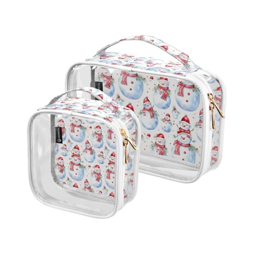 2 stücke Klar Reise Kulturbeutel Weihnachten Niedlich Schneemann Make-up Kosmetiktasche Wasserdichte Lagerung Organizer Reißverschluss für Frauen Männer, A164, 25x17.5x7.8cm,17.5x17.5x7.8cm, von Mnsruu