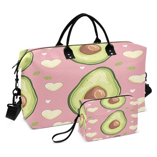 - 38 Avocado-Reisetasche, Reisetasche, Fitnessstudio, Yoga, Handgepäcktaschen für Männer und Frauen, Wochenendtasche, Avocado-Rosa, Einheitsgröße, Reisetasche von Mnsruu