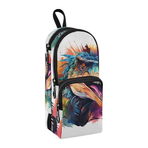 Aquarell-Dinosaurier-Federmäppchen, großes Fassungsvermögen, Stifttasche mit Fach, Schüler-Form, Schreibwaren-Organizer, Federmäppchen für Schule, Büro, Arbeit, Aquarell-Dinosaurier, Einheitsgröße, von Mnsruu