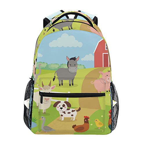 Bauernhof Tiere Schulrucksack für Jungen Mädchen Kinder Reisetasche Bookbag von Mnsruu