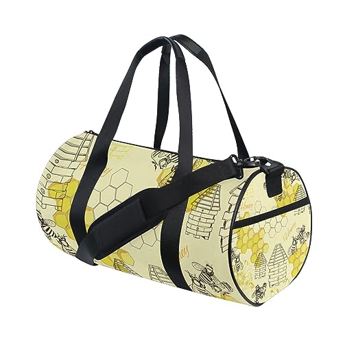 Bee Honey Tier Sport Turnbeutel Damen Herren Reise Duffel Bag Workout Taschen Übung Strand Yoga Wochenende Tanztasche, d148, L von Mnsruu