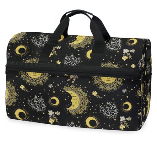 Bohemian Sun Moon Boho Alchemy Travel Duffel Bag for Men Women Boys Girls Teens, Oversized Sports Gym Bag with Shoes Compartment Overnight Weekend Yoga Workout Bag Training Handbag, #08, von Mnsruu