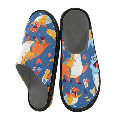 Bunte Dinosaurier-Hausschuhe für Damen und Herren, warme Hausschuhe für drinnen und draußen, Mehrfarbig, 36/37 EU von Mnsruu
