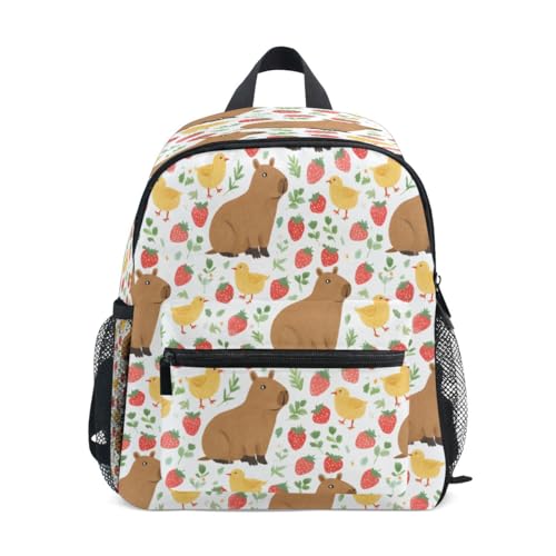 Capybara Rucksack mit Erdbeermuster, Kleinkind-Rucksack, Vorschultasche, Kindergarten, Schultasche, Kindergarten, Reisetasche für Mädchen und Jungen Capybara Rucksack mit Erdbeermuster, Kleinkind-Rucksack, Vorschultasche, Kindergarten, Schultasche, Kindergarten, Reisetasche für Mädchen und Jungen von Mnsruu