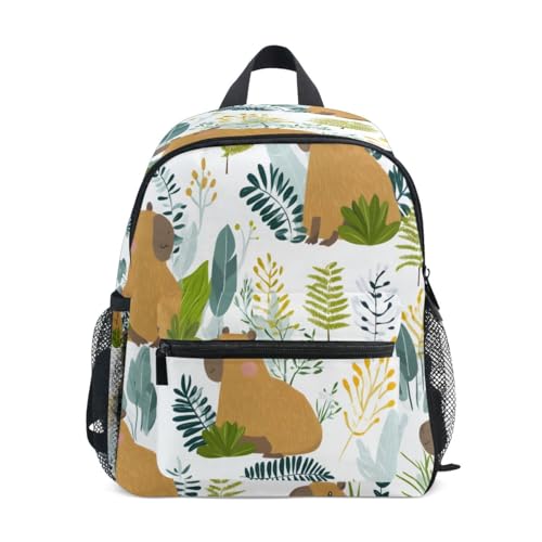 Capybaras Rucksack mit Blattgrasmuster, Kleinkind-Rucksack, Vorschultasche, Kindergarten, Schultasche, Kindergarten, Reisetasche für Mädchen und Jungen Capybaras Rucksack mit Blattgrasmuster, Kleinkind-Rucksack, Vorschultasche, Kindergarten, Schultasche, Kindergarten, Reisetasche für Mädchen und Jungen von Mnsruu
