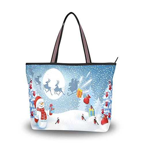 Damen-Handtasche mit Reißverschluss, - Tragetasche mit Schneemann - Größe: Large von Mnsruu