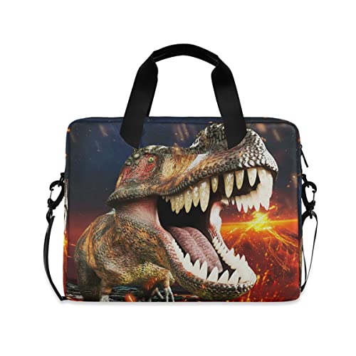 Dinosaurier 3D Jungen 35,6 cm Computer-Taschen T Rex Dino Vulkankatatastrophe Kinder 10 Ärmel Handtaschen für Secondary School Men 15,6 Aktentasche, Dinosaurier, Large von Mnsruu