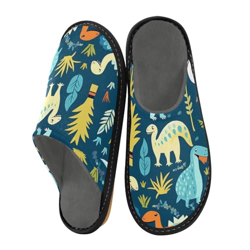 Dinosaurier-Hausschuhe für Damen und Herren, warme Hausschuhe, für drinnen und draußen, Blau, Mehrfarbig, 40 EU von Mnsruu