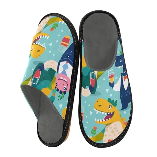 Dinosaurier-Hausschuhe für Damen und Herren, warme Hausschuhe, für drinnen und draußen, Mehrfarbig, 37.5/38 EU von Mnsruu