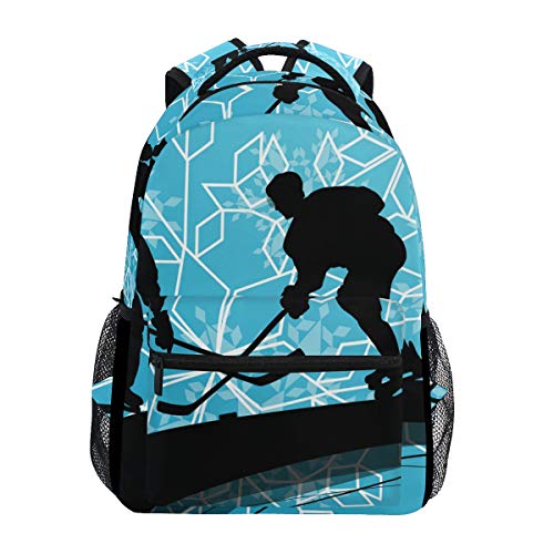 Eishockey Spieler Sport Schulrucksack für Jungen Mädchen Kinder Reisetasche Bookbag von Mnsruu