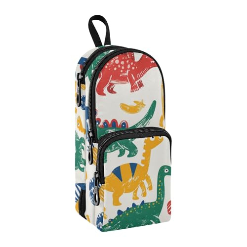 Farbenfrohes Dinosaurier-Federmäppchen, großes Fassungsvermögen, Stifttasche mit Fach, Schüler-Form, Schreibwaren-Organizer, Federmäppchen für Schule, Büro, Arbeit, Farbenfroher schöner Dinosaurier, von Mnsruu