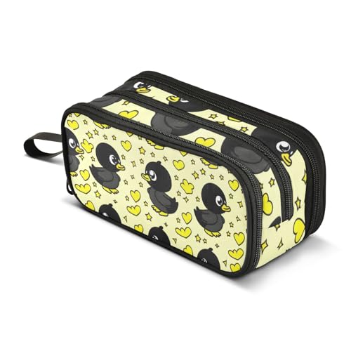 Federmäppchen, Motiv: Ente mit Cartoon-Motiv, großes Fassungsvermögen, Stifttasche für Jungen und Mädchen, 3 Fächer, Federmäppchen, Studenten, Schreibwaren, Organizer, Marker-Etui für Schule, Büro, von Mnsruu