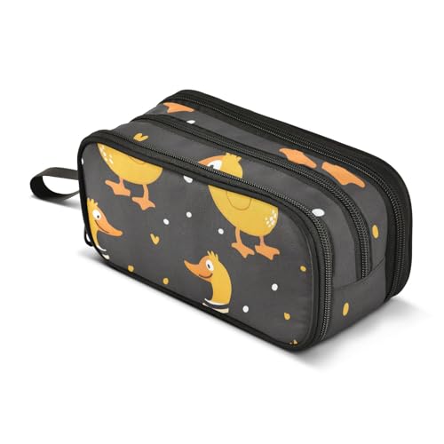 Federmäppchen mit Cartoon-Ente, großes Fassungsvermögen, Stifttasche für Jungen und Mädchen, 3 Fächer, Federmäppchen, Studenten, Schreibwaren, Organizer, Marker-Etui für Schule, Büro, Arbeit, von Mnsruu