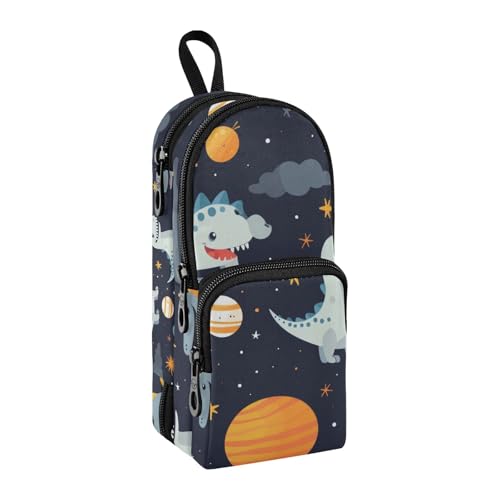 Federmäppchen mit Dinosaurier-Motiv, großes Fassungsvermögen, Stifttasche mit Fach für Schüler, Schultasche, Schreibwaren-Organizer, Federmäppchen, Marker-Etui für Schule, Büro, Arbeit, Planeten von Mnsruu