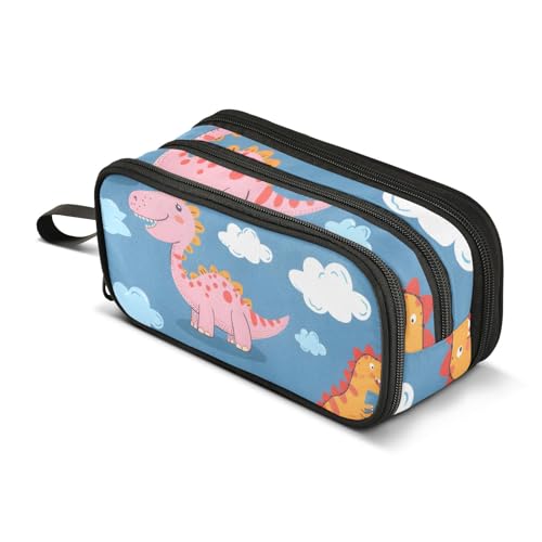 Federmäppchen mit Dinosauriern und Wolken, großes Fassungsvermögen, Stifttasche für Jungen und Mädchen, 3 Fächer, Federmäppchen, Studenten, Schreibwaren, Organizer, Marker-Etui für Schule, Büro, von Mnsruu