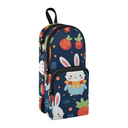 Federmäppchen mit Erdbeer-Kaninchen-Motiv, großes Fassungsvermögen, Stifttasche mit Fach, Schüler-Form, Schreibwaren-Organizer, Federmäppchen, Marker-Etui für Schule, Büro, Arbeit, Erdbeer-Kaninchen, von Mnsruu