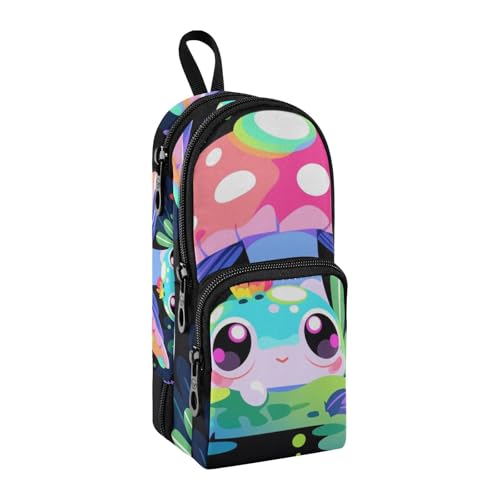 Federmäppchen mit Frosch-Pilz, großes Fassungsvermögen, Stifttasche mit Fach, Schüler-Form, Schreibwaren-Organizer, Federmäppchen, Marker-Etui für Schule, Büro, Arbeit, Frosch Pilz schwarz, von Mnsruu