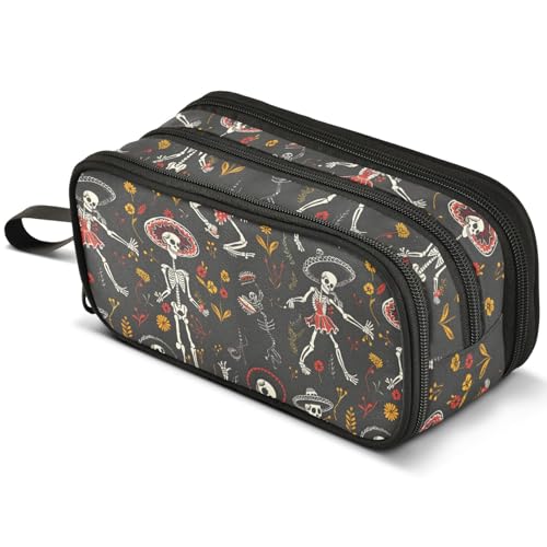 Federmäppchen mit Halloween-Geistern, buntes Pilz, großes Fassungsvermögen, Federmäppchen mit 3 Fächern, Stifthalter, Organizer, Schreibwaren-Tasche, B283, Kinderrucksack von Mnsruu