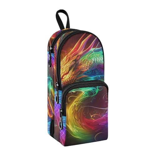 Federmäppchen mit Regenbogen-Drachen und leuchtenden Augen, großes Fassungsvermögen, Stifttasche mit Fach, Schüler-Form, Schreibwaren-Organizer, Stifteetui, Marker-Etui für Schule, Büro, Arbeit, Ein von Mnsruu
