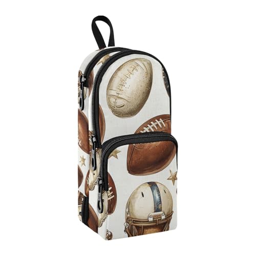 Federmäppchen mit Rugby-Fliesen, braun-weißes Sternenmuster, großes Fassungsvermögen, Stifttasche mit Fach, Schüler, Schultaschen-Form, Schreibwaren-Organizer, Federmäppchen, Marker-Etui für Schule von Mnsruu